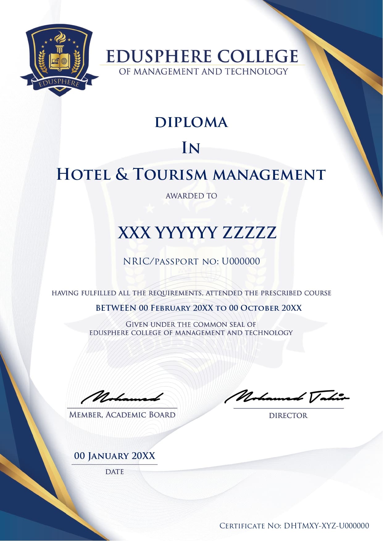 DHTM certificate sample